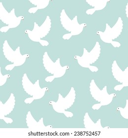 Blue bird pattern, pigeon, romantic, seamless, vector
