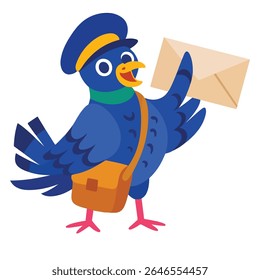 Sobre de entrega de personaje de dibujos animados Blue Bird Postman