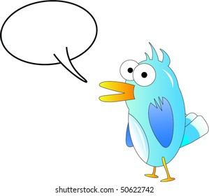Blue bird shouting with speech bubble