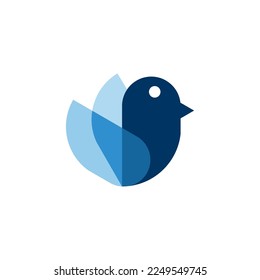 Blue bird sign logo with colorful elements and minimalistic design