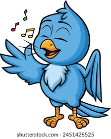 Blue bird singing vector illustration