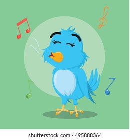 blue bird singing vector illustration design