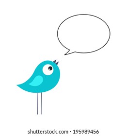blue bird with speech bubble