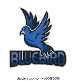 Blue Bird Sport Team Logo Vector. Isolated on White Background.