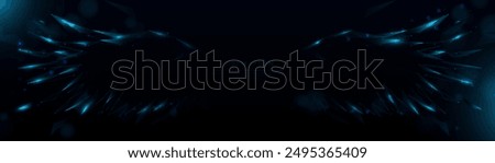 Blue bird spread wings outline from low polygon, Glowing wireframe, linear, line and mesh illustration vector