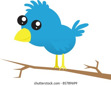 Blue bird standing on a branch.