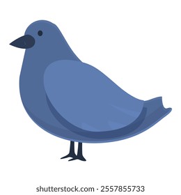 Blue bird standing in profile, cartoon animal design