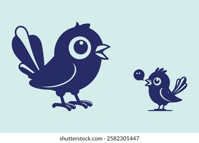 Blue bird talking concept background. Bird singing vector.