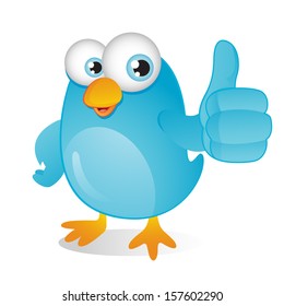 Blue bird with Thumbs up gesture