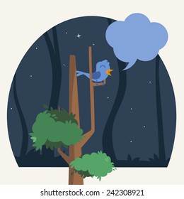 Blue bird in a tree illustration