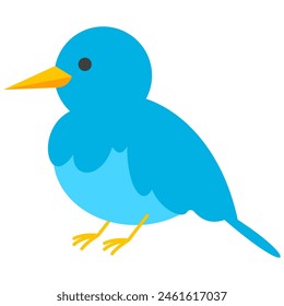 Ilustración de dibujos animados de Vector de pájaro azul aislado sobre un fondo blanco.