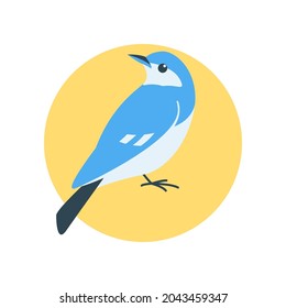 blue bird, vector illustration, flat style, side view