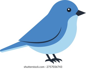 Blue bird vector illustration isolated on white background. Cute songbird flat design for nature and wildlife concepts.