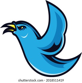 blue bird vector logo mascot printable for t-shirt design