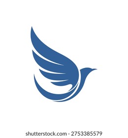 Blue bird wing logo flying symbol