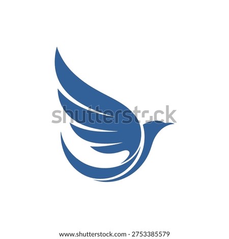 Blue bird wing logo flying symbol