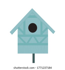 Blue birdhouse isolated on white background. Wooden nesting box for small birds, vector design eps 10