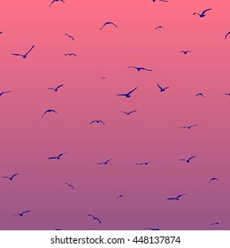 blue birds in the evening sky