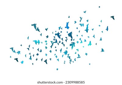 Blue birds flying flock. Vector illustration