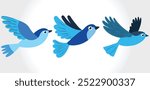 Blue Birds Flying Vector Clipart | Cute Bird Illustrations | Colorful Blue Birds Vector Art | Flying Birds Clipart | Nature and Wildlife Illustration