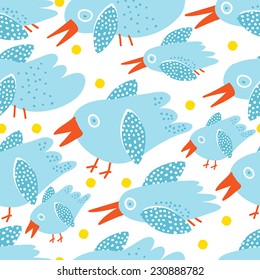 blue birds, seamless background, pattern