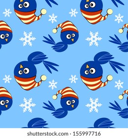 Blue birds and snowflakes  seamless pattern EPS 10  (pattern tile is located in the swatch palette)