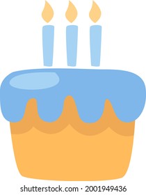 Blue birthday cake, illustration, vector on a white background.