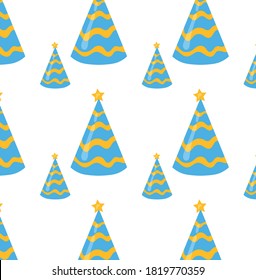 blue birthday cap seamless pattern