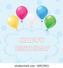  Blue birthday card with balloons