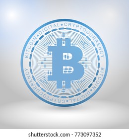 Blue bit coin digital currency, futuristic digital money, technology worldwide network concept, vector illustration