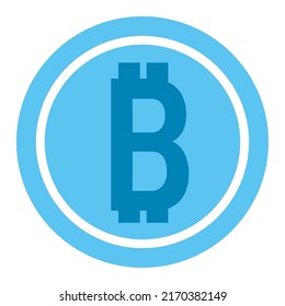 blue bitcoin cryptography isolated icon
