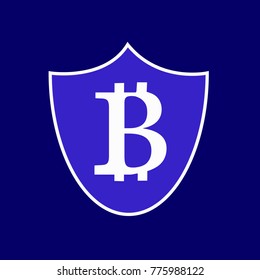 blue bitcoin shield vector design