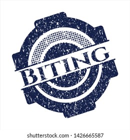 Blue Biting distress rubber grunge seal