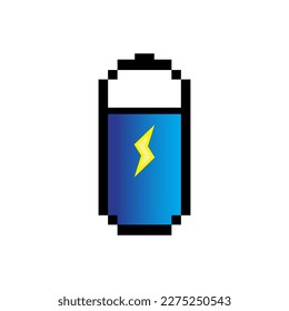 blue bitmap battery indicator, vector logo icon