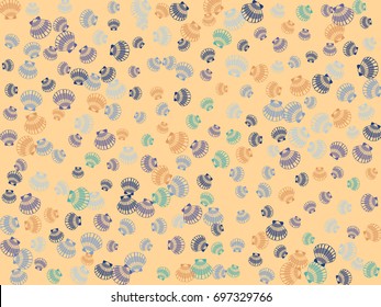 Blue bivalve conch, shellfish vector, sea shell pattern illustration. Oceanic pearl scallop, marine mollusk cockleshell pattern design, seashell illustration.