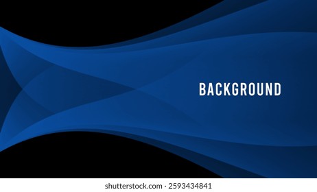 Blue and black abstract background with geometric pattern and gradient shades, fish tail shape