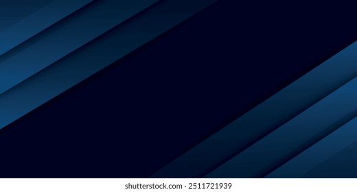 Blue black abstract background geometry shine and layer element vector for presentation design.