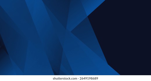 Blue black abstract background geometry shine and layer element vector for presentation design. 
