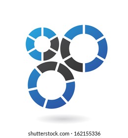Blue and Black Abstract Cog Icon isolated on a white background