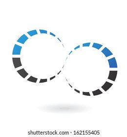 Icono de cog de resumen azul y negro aislado en fondo blanco