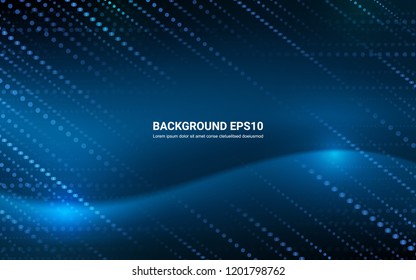 Blue and black abstract dot and line smooth curve background. Vector illustration copy space modern design concept.