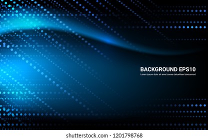 Blue and black abstract dot and line smooth curve background. Vector illustration copy space modern design concept.
