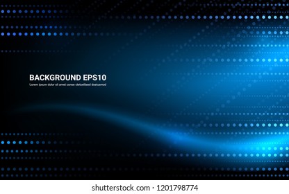 Blue and black abstract dot and line smooth curve background. Vector illustration copy space modern design concept.