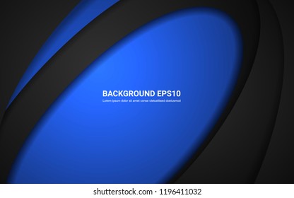 Blue and black abstract line curve element background. Vector illustration copy space modern design concept.