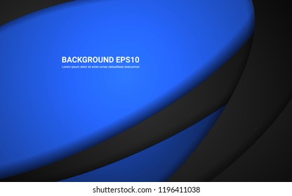 Blue and black abstract line curve element background. Vector illustration copy space modern design concept.