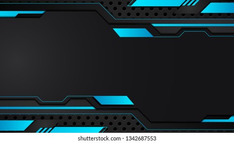 blue and black abstract metallic frame layout design tech innovation concept background. Vector graphic.