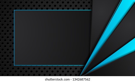 Fondo de concepto de innovación tecnológica de diseño de diseño de marco metálico abstracto azul y negro. Vector gráfico.