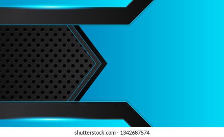 blue and black abstract metallic frame layout design tech innovation concept background. Vector graphic.