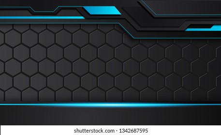 blue and black abstract metallic frame layout design tech innovation concept background. Vector graphic.