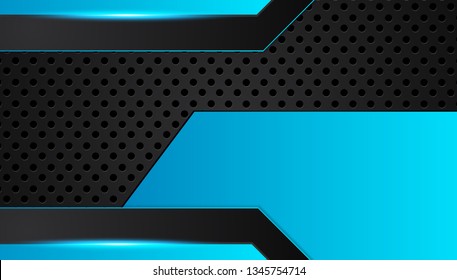 blue and black abstract metallic frame layout design tech innovation concept background. Vector graphic.